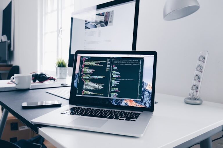 MacBook with code