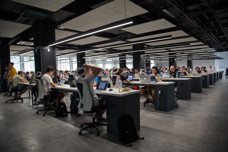 Office workspace with monitors