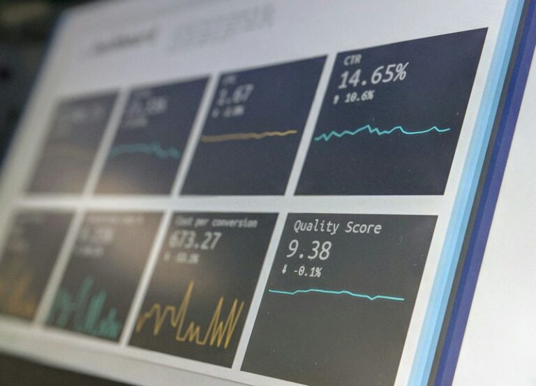 Analytics dashboard on screen