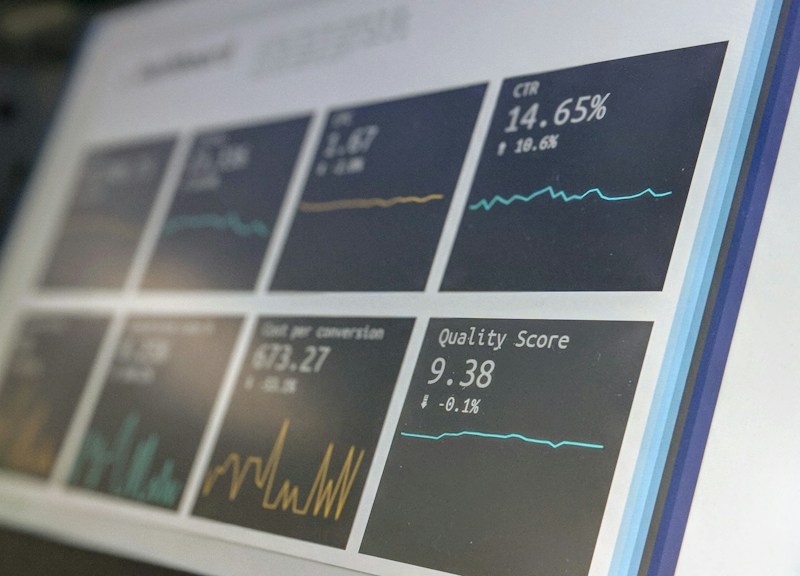 Analytics dashboard on screen