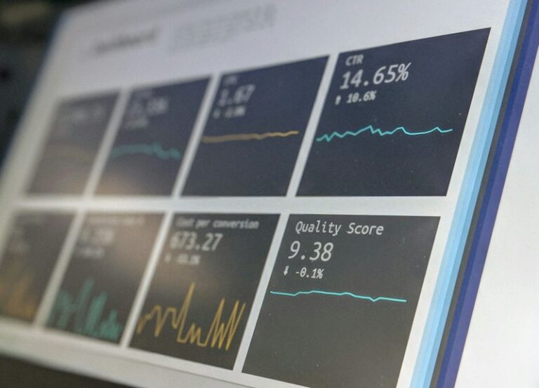 Analytics dashboard on screen