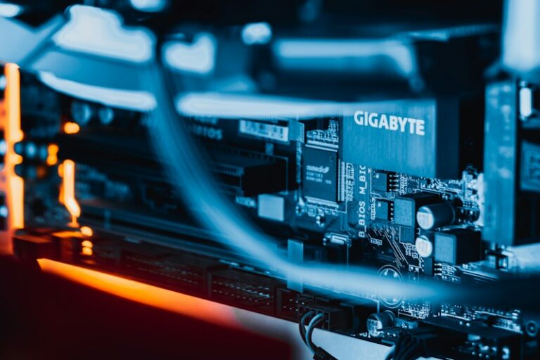Computer motherboard close-up